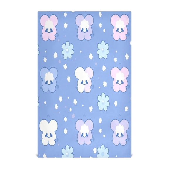 Happy Cloud and Flower Kitchen Towels Set of 4 Tea Towels for Kitchen Decorative Waffle Dishcloths 28x18in