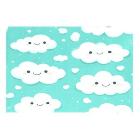 Happy Clouds Pattern 12x18in Heat-Resistant Non-Slip Place Mat, Durable and Wrinkle-Resistant