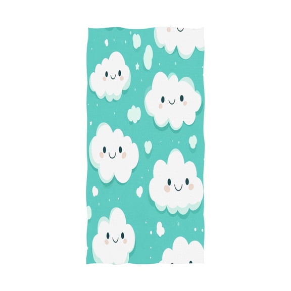 Happy Clouds Pattern 64''x32'' Bath Towels Lightweight Quick-Dry Breathable Soft for Gym Travel Swim