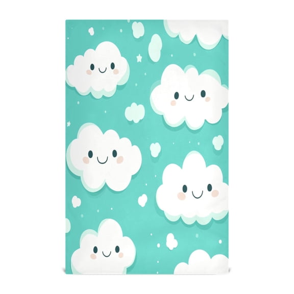 Happy Clouds Pattern Decorative Waffle Towel Kitchen Dishcloth 28x18in Multi-Use Tea Towel