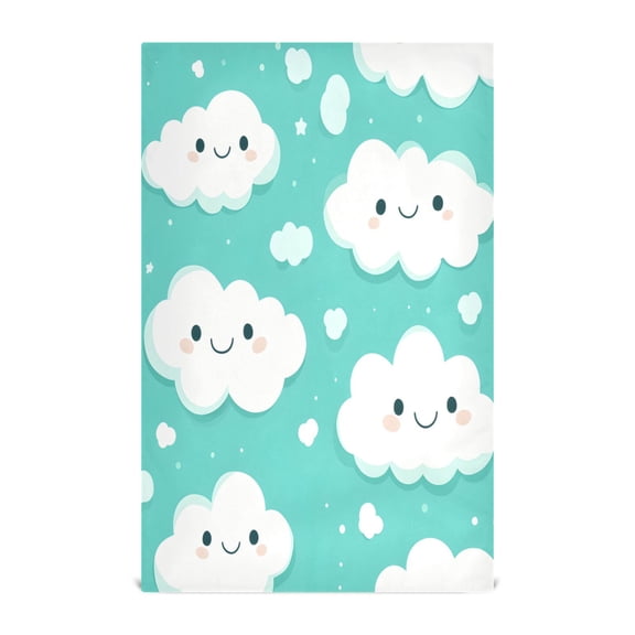 Happy Clouds Pattern Kitchen Towels Dishcloth Decorative Waffle Towels Multi Use Tea Towel Dish Cloths 28x18in