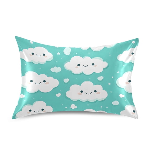 Happy Clouds Pattern Pillowcase Standard Size Luxury Silky Soft Wrinkle Resistant Envelope Closure 20x26in