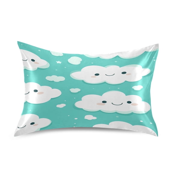 Happy Clouds Pattern Satin Pillowcase 20''x30'' Double-Sided Print Soft Wrinkle Resistant