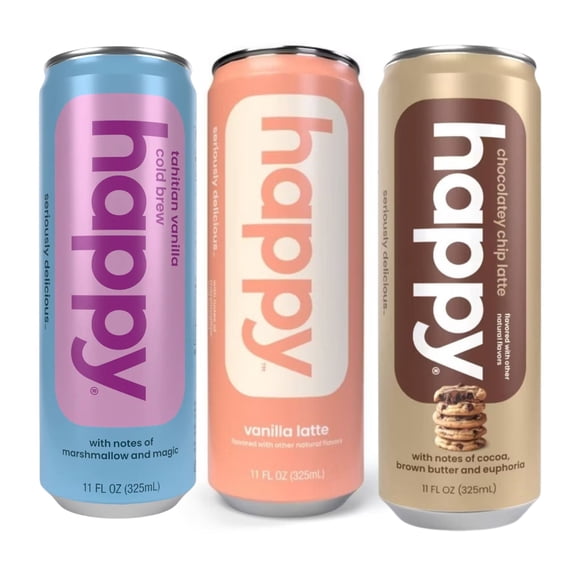 Happy Coffee Premium 3Flavor Variety Pack, 12 Cans, 11 fl oz Each