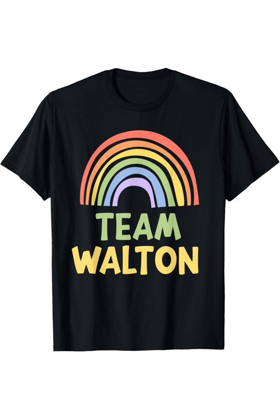 Happy Colorful Team Walton Rainbow Pride Green Yellow T-Shirt