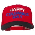thumbnail image 1 of Happy Columbus Day Embroidered Mesh Cap - Black Red OSFM, 1 of 5