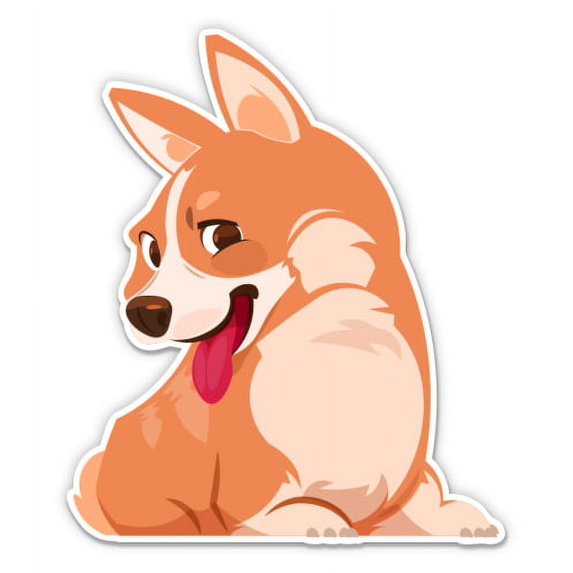 Happy Corgi - 3" Vinyl Sticker - For Car Laptop I-Pad Phone Helmet Hard Hat - Waterproof Decal