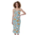 thumbnail image 1 of Happy Corgi Pattern Print Slim Fit Midi Cami Dress, Dog Pet Lover Fashion Summer Maxi Sexy Casual Dress For Women, 1 of 4
