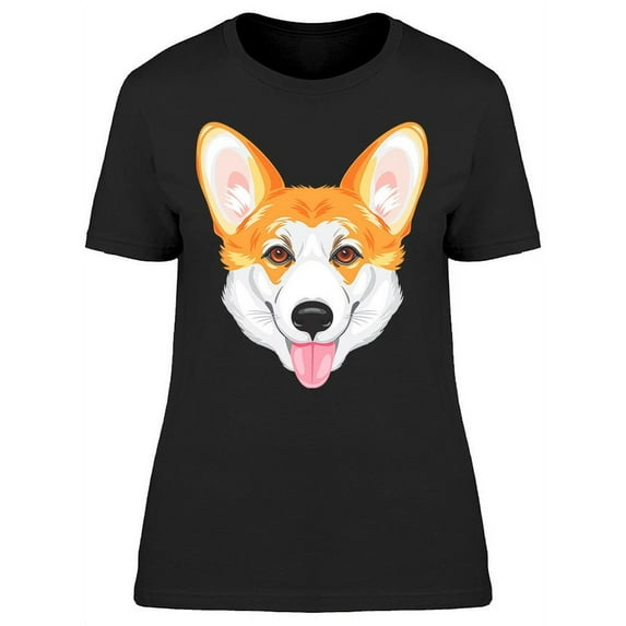 Happy Corgi Portrait T-Shirt Women -Image by Shutterstock, Female 3X-Large