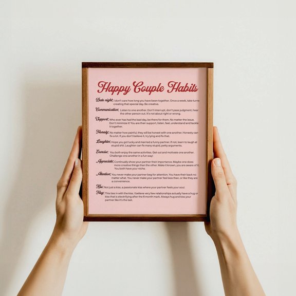 Happy Couple Habits Love Anniversary Romantic Quote Wall Art
