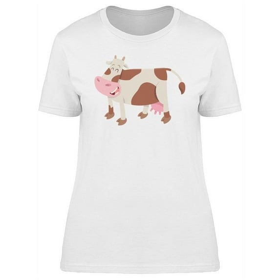 Happy Cow, Adorable Cartoon T-Shirt Women -Image by Shutterstock, Female Small
