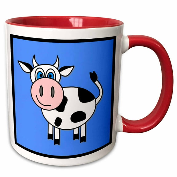 3drose, Happy Cow Boy, 11oz Two-tone Red Mug
