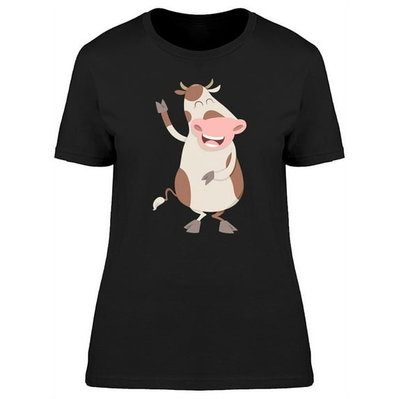Happy Cow Cartoon T-Shirt Women -Image by Shutterstock, Female Large