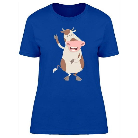 Happy Cow Cartoon T-Shirt Women -Image by Shutterstock, Female Large