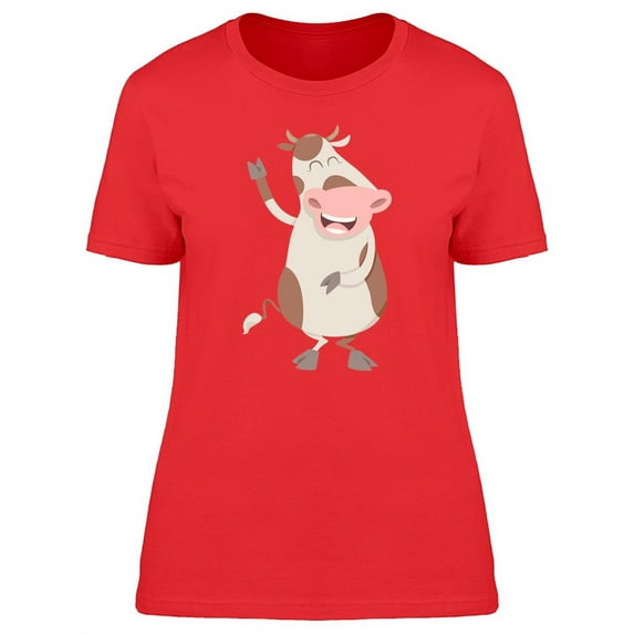 Happy Cow Cartoon T-Shirt Women -Image by Shutterstock, Female Medium
