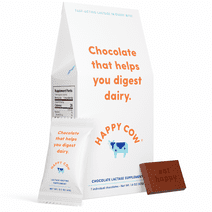 Happy Cow Chocolate Fast-Acting Lactase Supplement, Dairy & Lactose Intolerance Relief, 7ct