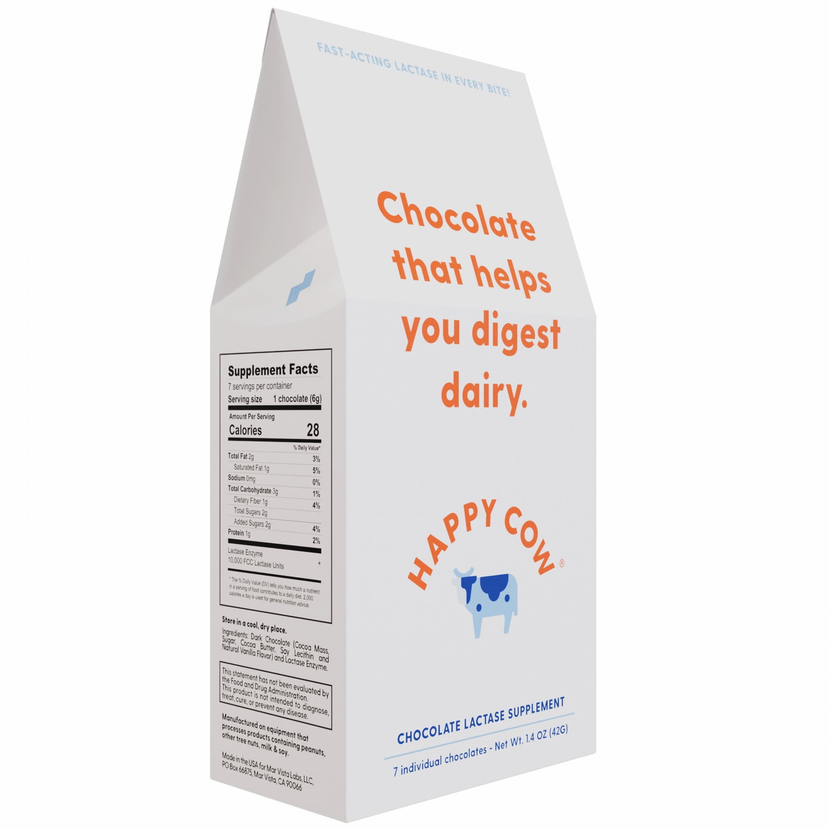 Happy Cow Chocolate FastActing Lactase Supplement, Dairy & Lactose
