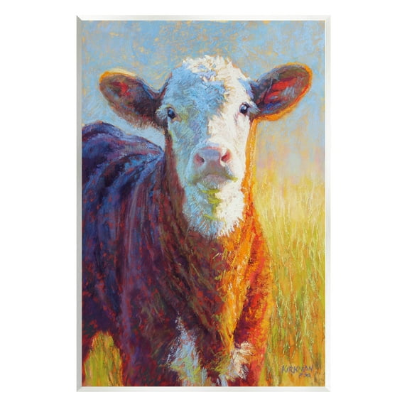 Happy Cow Farmhouse Grassland Animals & Insects Painting Unframed Art Print Wall Art