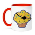 thumbnail image 1 of 3dRose, Happy Cupcake Pirate Cute Cuppycake Cartoon Character, 11oz Two-Tone Red Mug, 1 of 3