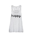 thumbnail image 1 of Happy Cursive Women's Fashion Sleeveless Flowy Racerback Workout Yoga Tank Top Sport Grey Large, 1 of 3