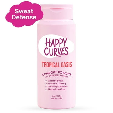 Happy Curves Dusting Body Powder for Women, Talc & Aluminum Free Deodorant, Tropical Oasis, 4 oz