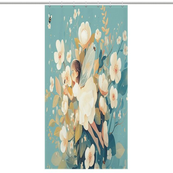 Happy Cute Bees 4 Piece Shower Curtain Sets, Non-Slip Rugs, Toilet Lid Cover And Bath Mat, for Bathroom Decor Set, 72" X 72"