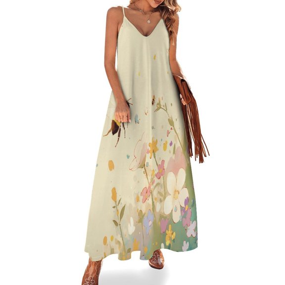 Happy Cute Bees Fine Art Sleeveless Dress Summer Dress Woman 2025