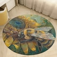 thumbnail image 1 of Happy Cute Bees Floral Medallion Round Rug - Small Round Area Rug, Soft Non-Slip Machine Washable Bedroom Mat Indoor Accent Entry Carpet for Office Desk Dorm Hallway, 1 of 6