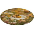 thumbnail image 1 of Happy Cute Bees Floral Medallion Round Rug - Small Round Area Rug, Soft Non-Slip Machine Washable Bedroom Mat Indoor Accent Entry Carpet for Office Desk Dorm Hallway, 1 of 6