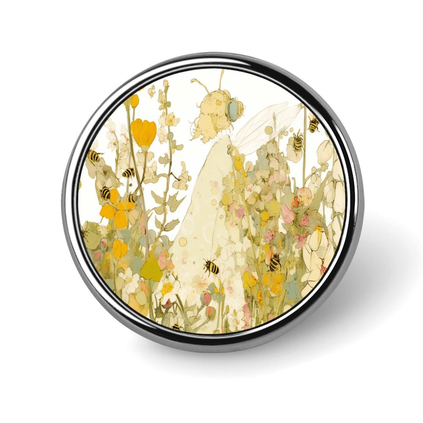 Happy Cute Bees Lapel Pin Round Art Badge Accessories Backpacks ...