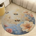 thumbnail image 1 of Happy Cute Bees Round Small Area Rug, Print Non Slip Washable Floor Mat, Soft Throw Rug for Living Room, Powder Room Entryway, Bathroom, Bedside, 1 of 6