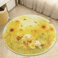 thumbnail image 1 of Happy Cute Bees Round Small Area Rug, Print Non Slip Washable Floor Mat, Soft Throw Rug for Living Room, Powder Room Entryway, Bathroom, Bedside, 1 of 6