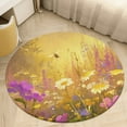 thumbnail image 1 of Happy Cute Bees Round Small Area Rug, Print Non Slip Washable Floor Mat, Soft Throw Rug for Living Room, Powder Room Entryway, Bathroom, Bedside, 1 of 6