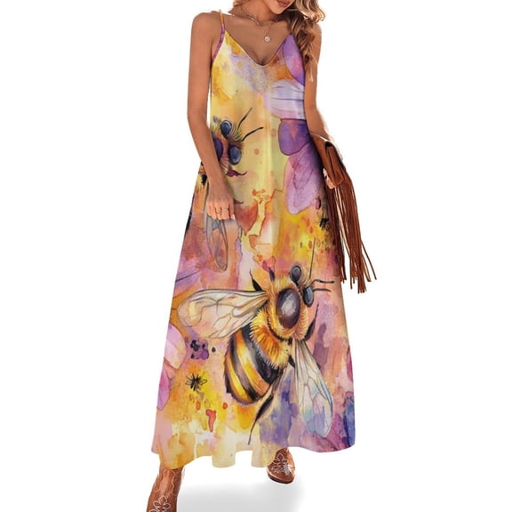 Happy Cute Bees Sleeveless Dress Woman Fashion Long Dresses Women's Summer Suit Dress Summer 2025 Women