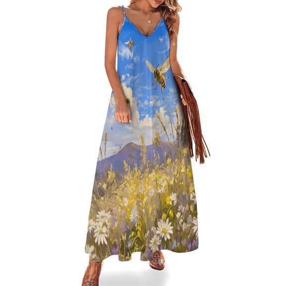 Happy Cute Bees Sleeveless Dress Women's Luxury Party Dress Birthday Dresses for Women