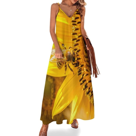 Happy Cute Bees Sleeveless Dress Women's Luxury Party Dress Birthday Dresses for Women