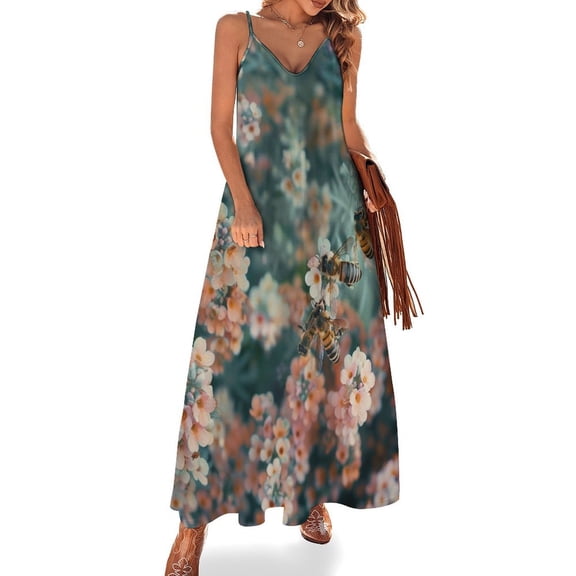 Happy Cute Bees Sleeveless Dress Women's Luxury Party Dress Birthday Dresses for Women