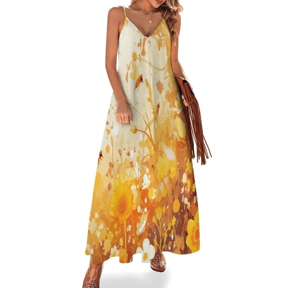 Happy Cute Bees Sleeveless Dress for Women Clothing Female Women's Summer Skirt