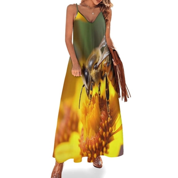 Happy Cute Bees Sleeveless Dress for Women Clothing Female Women's Summer Skirt