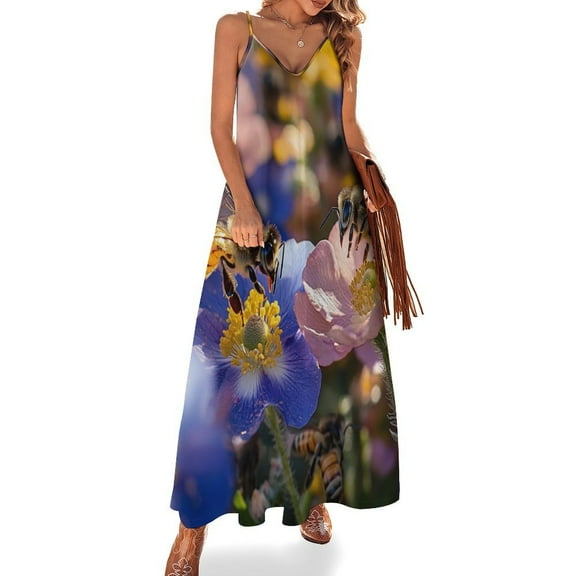 Happy Cute Bees Sleeveless Dress for Women Clothing Female Women's Summer Skirt