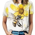 thumbnail image 1 of Happy Cute Bees T Shirts Basic T-Shirt Short Sleeve Ladies Tee Shirt Summer Graphic Clothing, 1 of 6