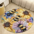 thumbnail image 1 of Happy Cute Bees Washable Round Rug -Circle Area Rugs for Nursery Bedroom, Vintage Non Slip Non Shedding Low Pile Carpet for Living Room Coffee Table Entryway, 1 of 6