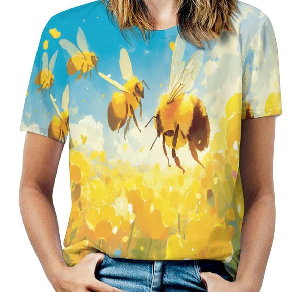 Happy Cute Bees Women's Short Sleeve Tops Casual Blouses T Shirt