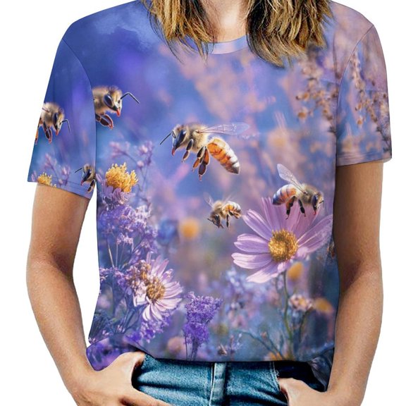 Happy Cute Bees Women's Short Sleeve Tops Casual Blouses T Shirt