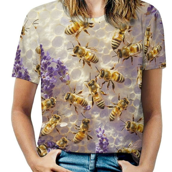 Happy Cute Bees Women's Short Sleeve Tops Casual Blouses T Shirt