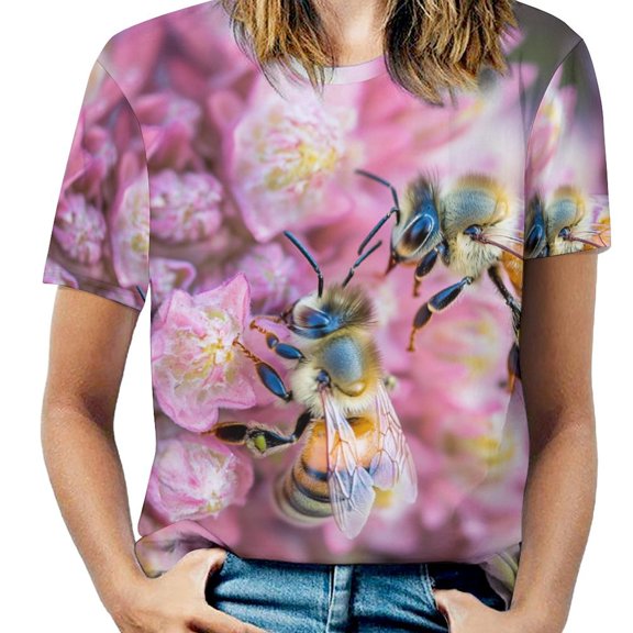 Happy Cute Bees Women's Short Sleeve Tops Casual Blouses T Shirt