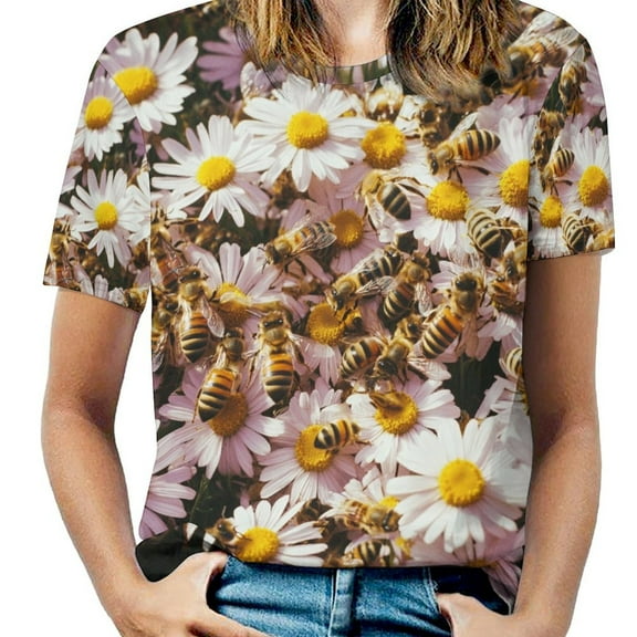 Happy Cute Bees Women's Short Sleeve Tops Casual Blouses T Shirt