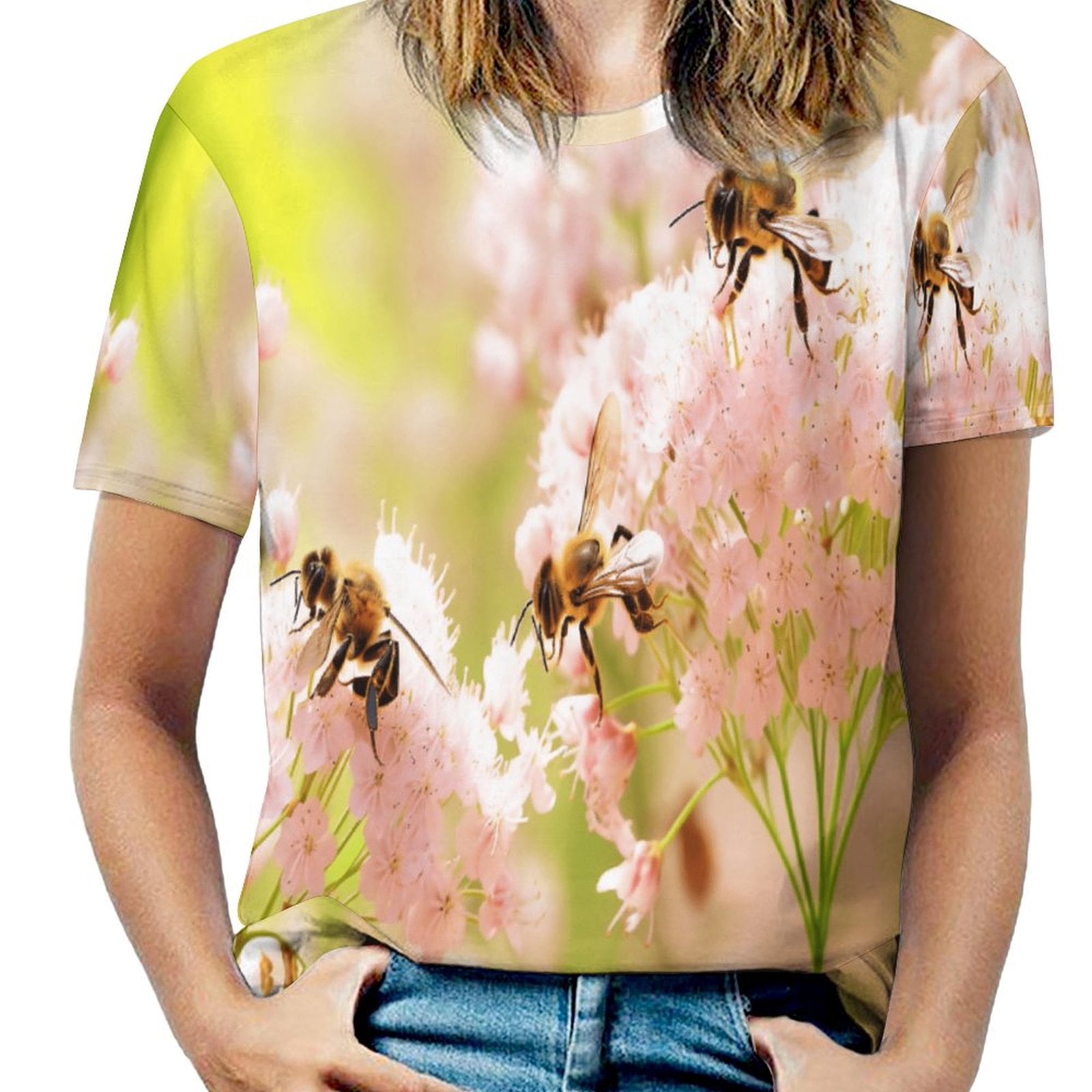 Happy Cute Bees Women's Short Sleeve Tops Casual Blouses T Shirt