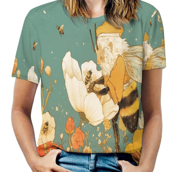 Happy Cute Bees Women's Short Sleeve Tops Casual Blouses T Shirt