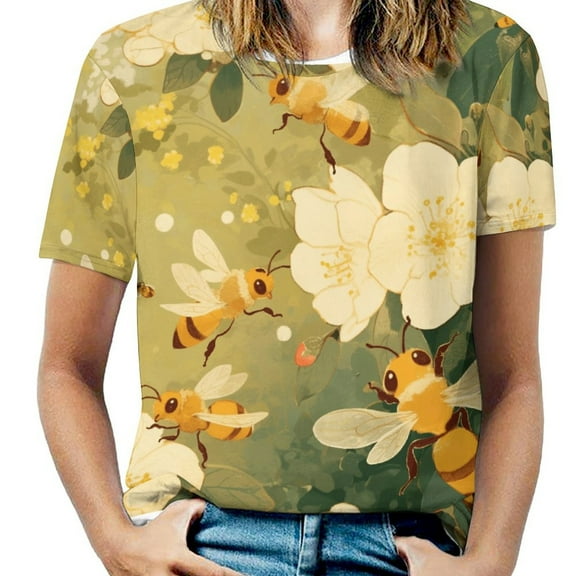 Happy Cute Bees Women's Short Sleeve Tops Casual Blouses T Shirt